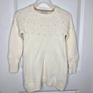 Girls Bobble Sweater Dress, Cream, 5/6